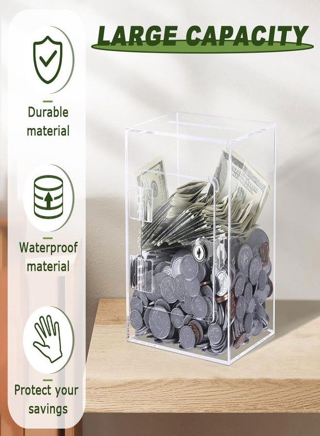 Loyanger Clear Piggy Bank, Acrylic Piggy Bank with Key for Adults Kids Openable, Reusable Coin Cash Storing Container for Real Money Banks Coin Bank Change Jar - Image 5